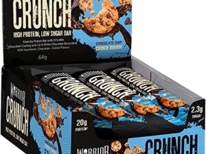 Warrior Crunch Chocolate Chip Cookie Dough High Protein Low Sugar Bar 12 x 64g